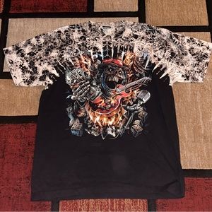 Vintage Survivor Aop Grim Skull T Shirt Mens Size XLarge Double Side